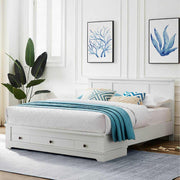 Margaux Coastal Lifestyle White Queen Bed With Drawer