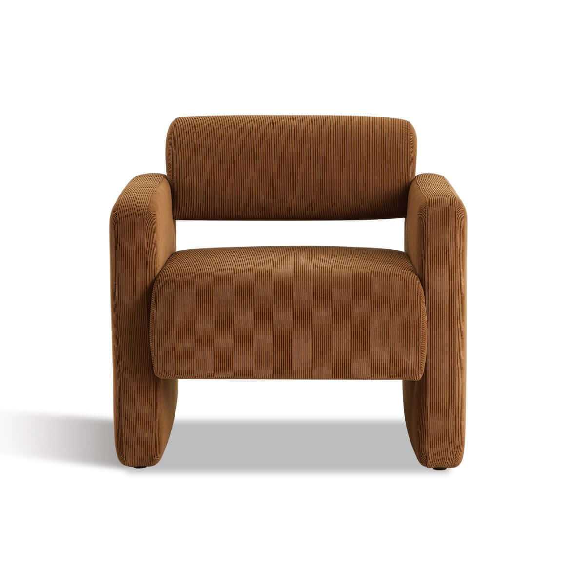 Lilah Modern Boucle Fabric Comfy Armchair - Burnt Orange