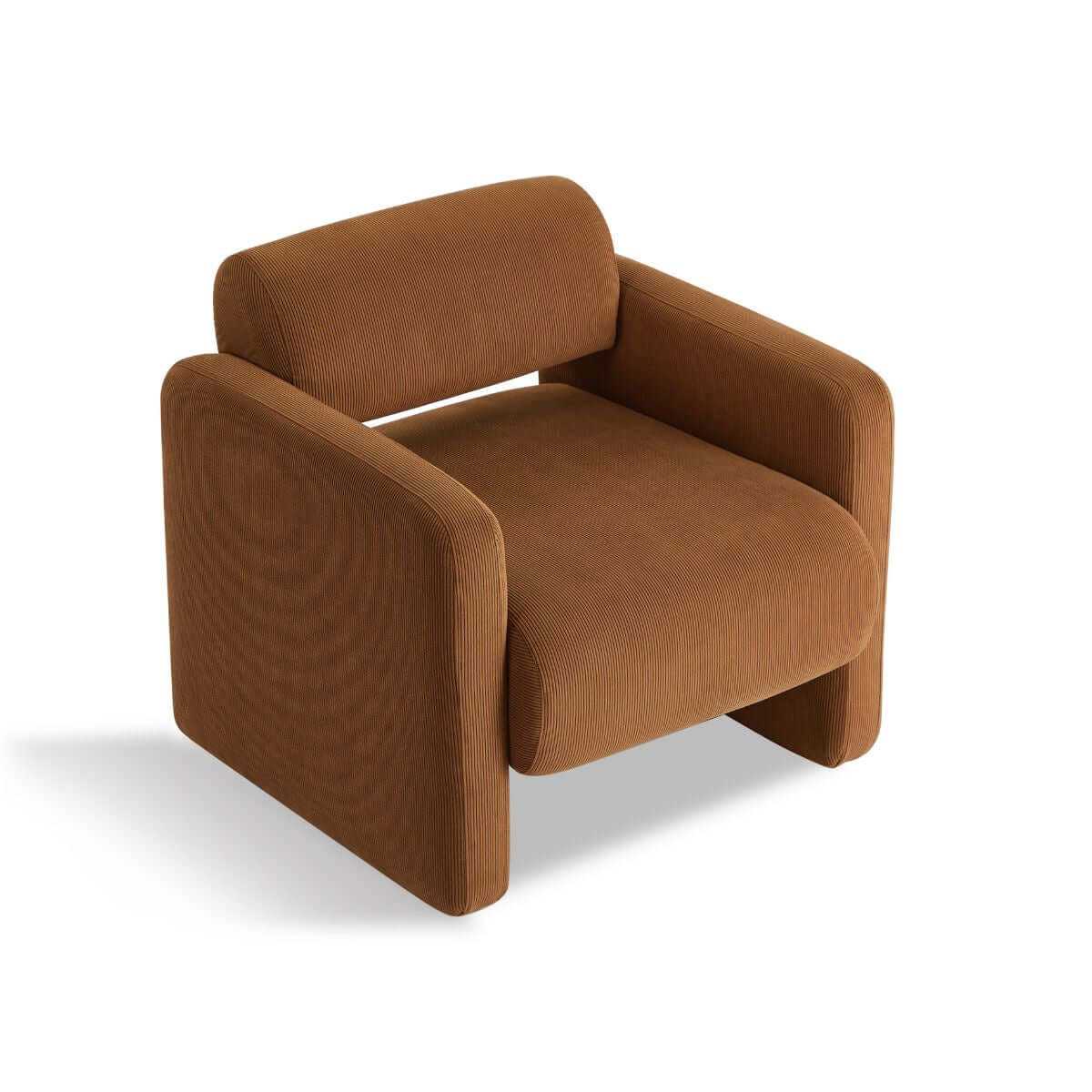 Lilah Modern Boucle Fabric Comfy Armchair - Burnt Orange