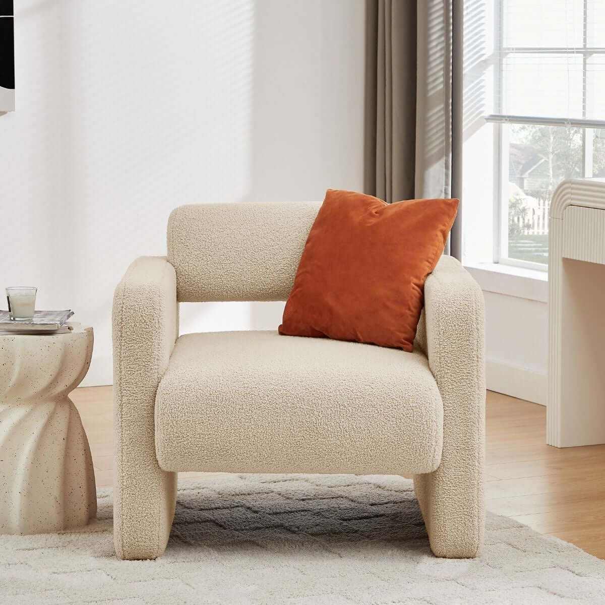 Lilah Modern Boucle Armchair - Light Sand