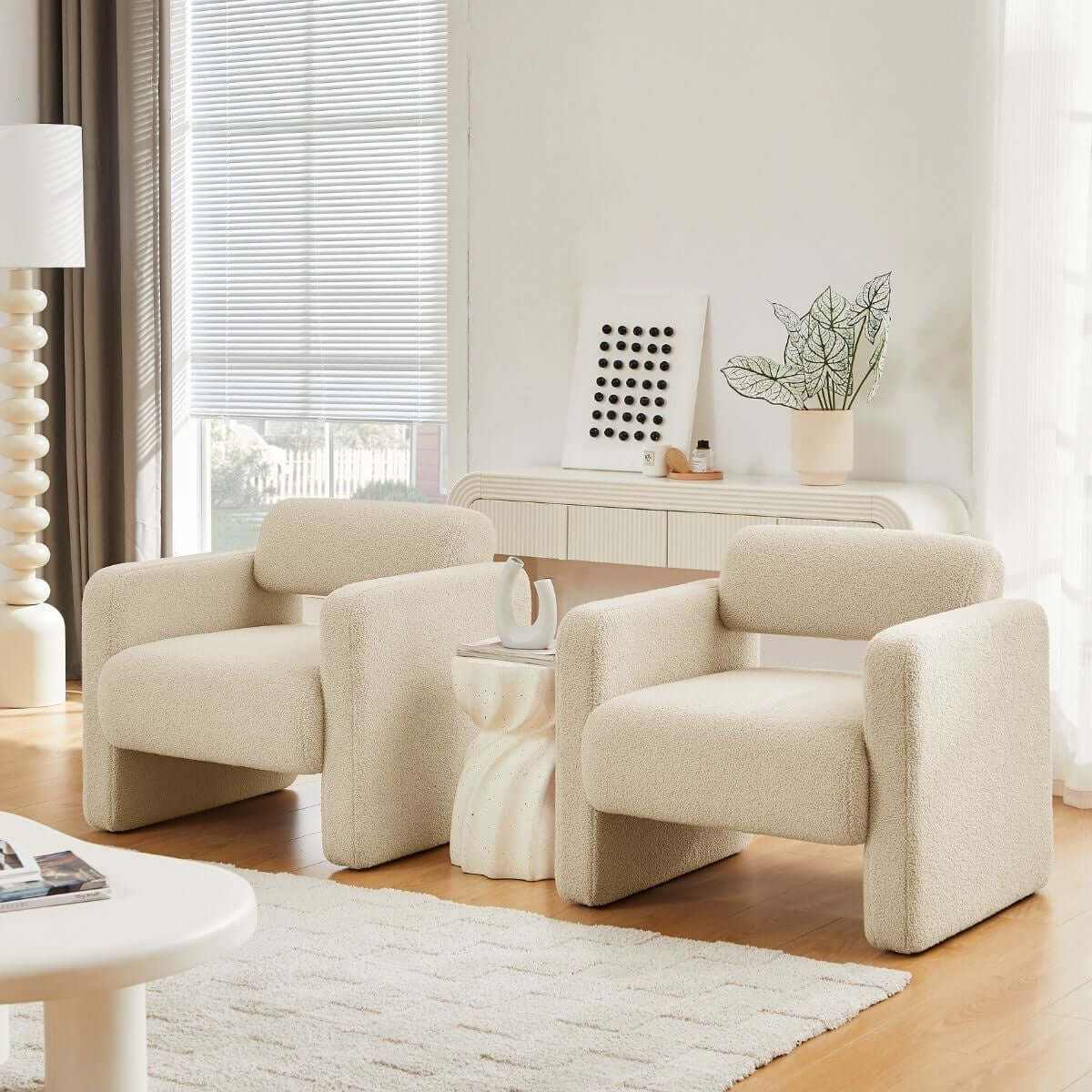 Lilah Modern Boucle Armchair - Light Sand