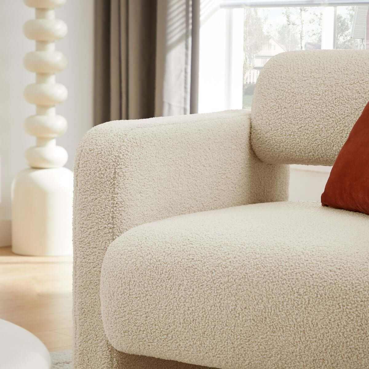 Lilah Modern Boucle Armchair - Light Sand