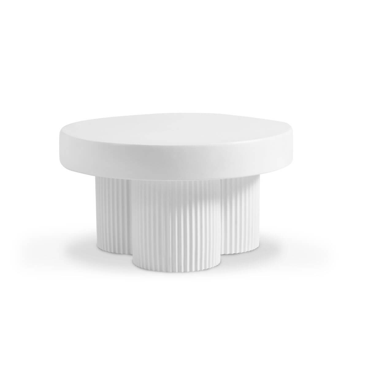Maya Ribbed White Round Coffee Table