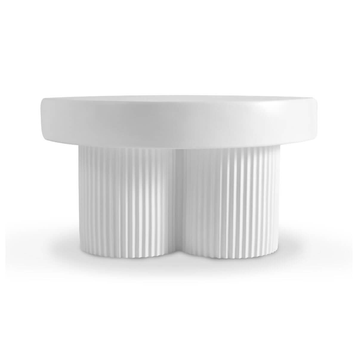 Maya Ribbed White Round Coffee Table