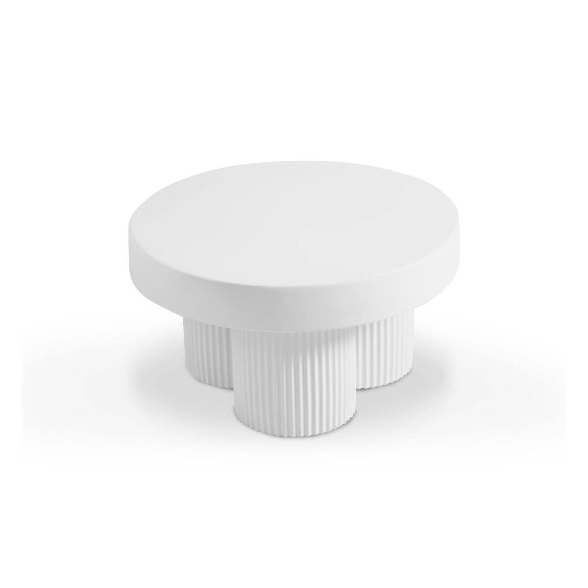 Maya Ribbed White Round Coffee Table