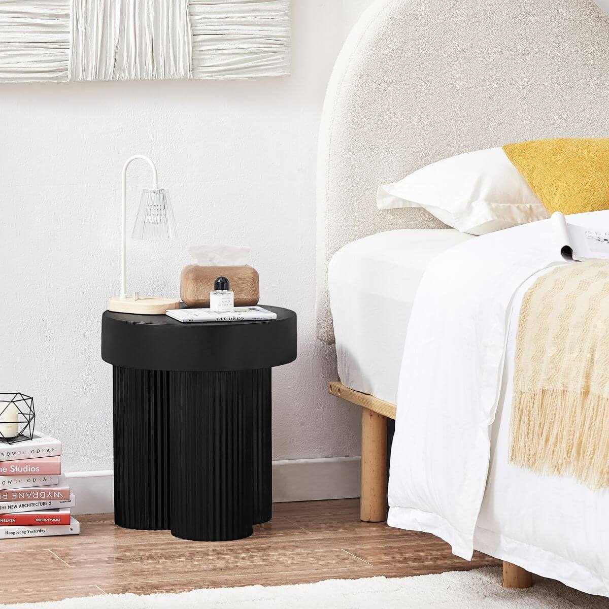Maya Ribbed Side Table - Black