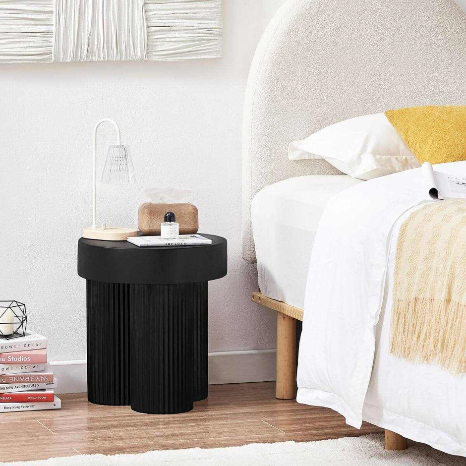 black ribbed bedside table