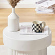 white ribbed side table