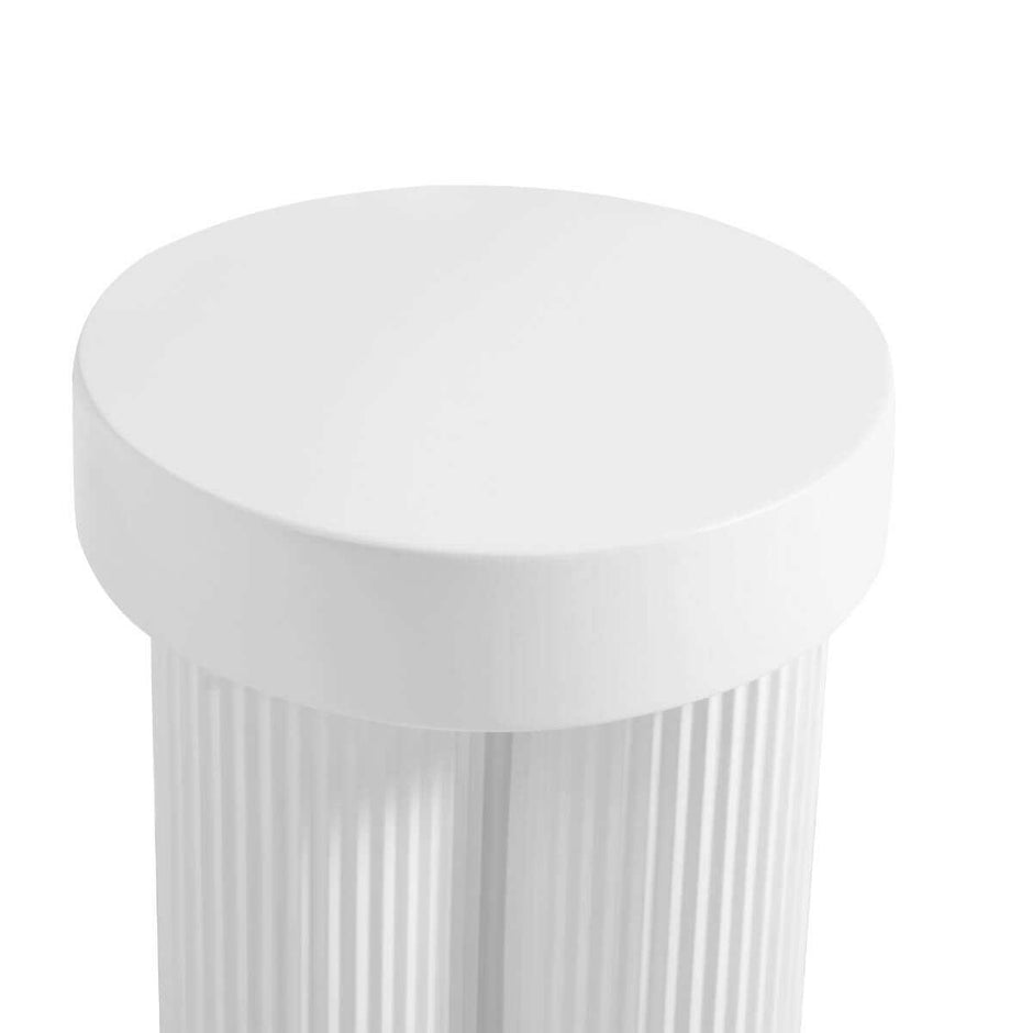 white ribbed side table