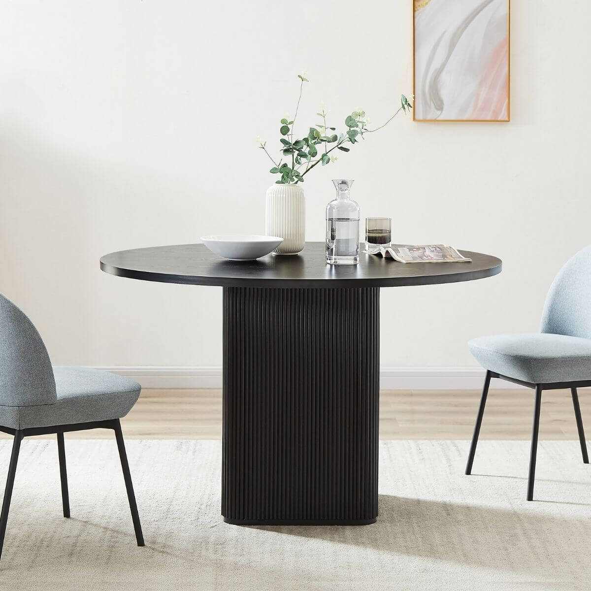 Tate 4 Seater Black Column Round Dining Table