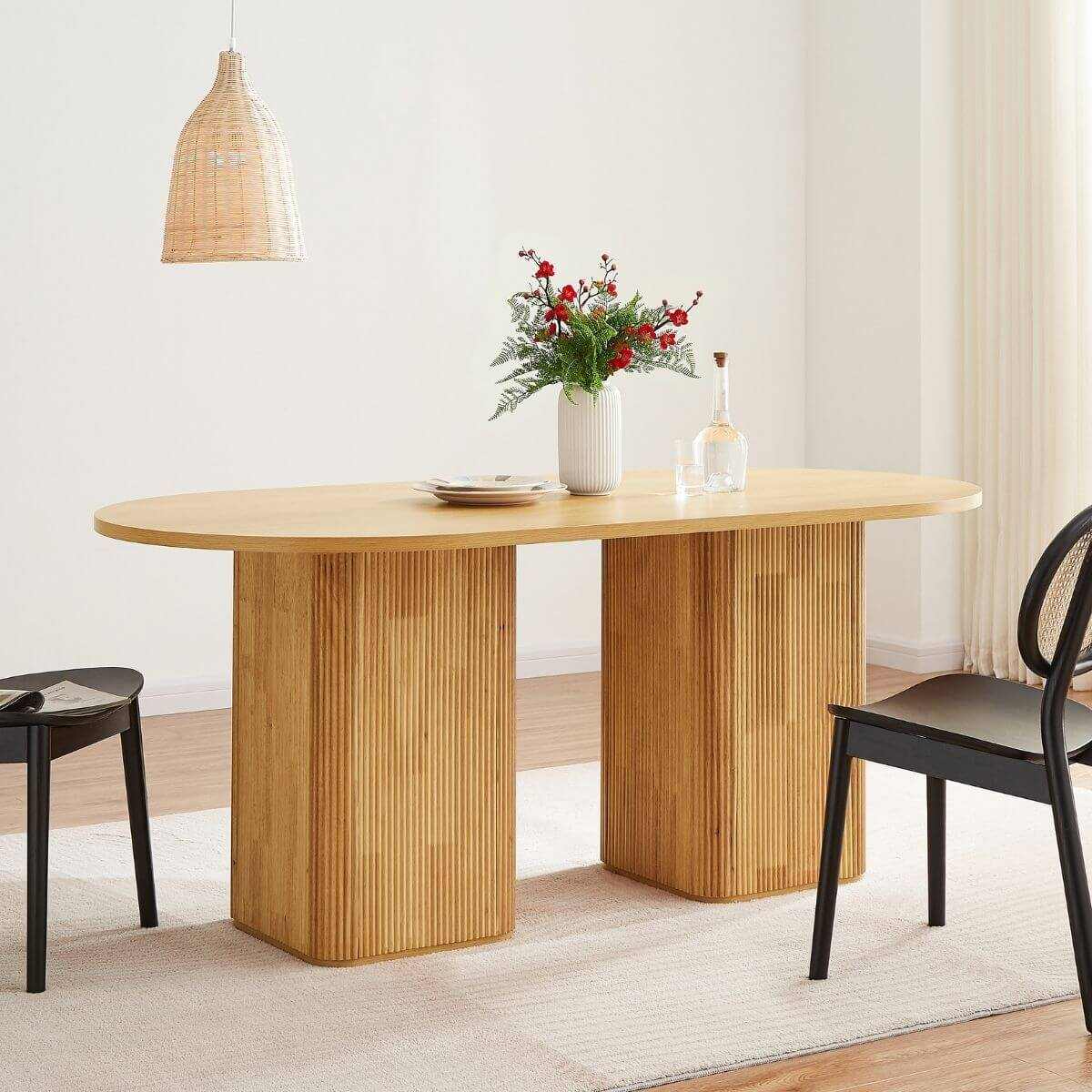 Tate Column Round Dining Table for 6 - Natural