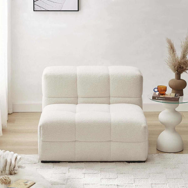 white boucle chair