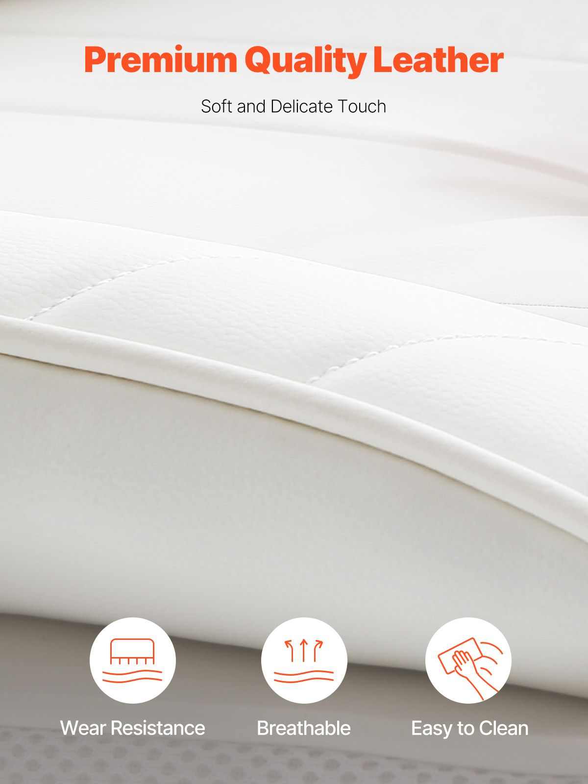 Reclining Office Chair with Footrest, Heavy Duty PU Leather Wide Office Chair, Big and Tall Executive Office Chairs with Lumbar Support, Strong Metal Base Quiet Wheels, White