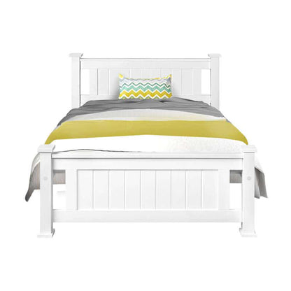 Artiss King Single Size Wooden Bed Base - White RIO