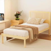 RITA Rattan Wooden Bed Frame Single Size - Oak