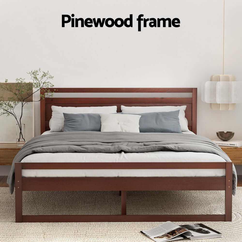 walnut bed frame double