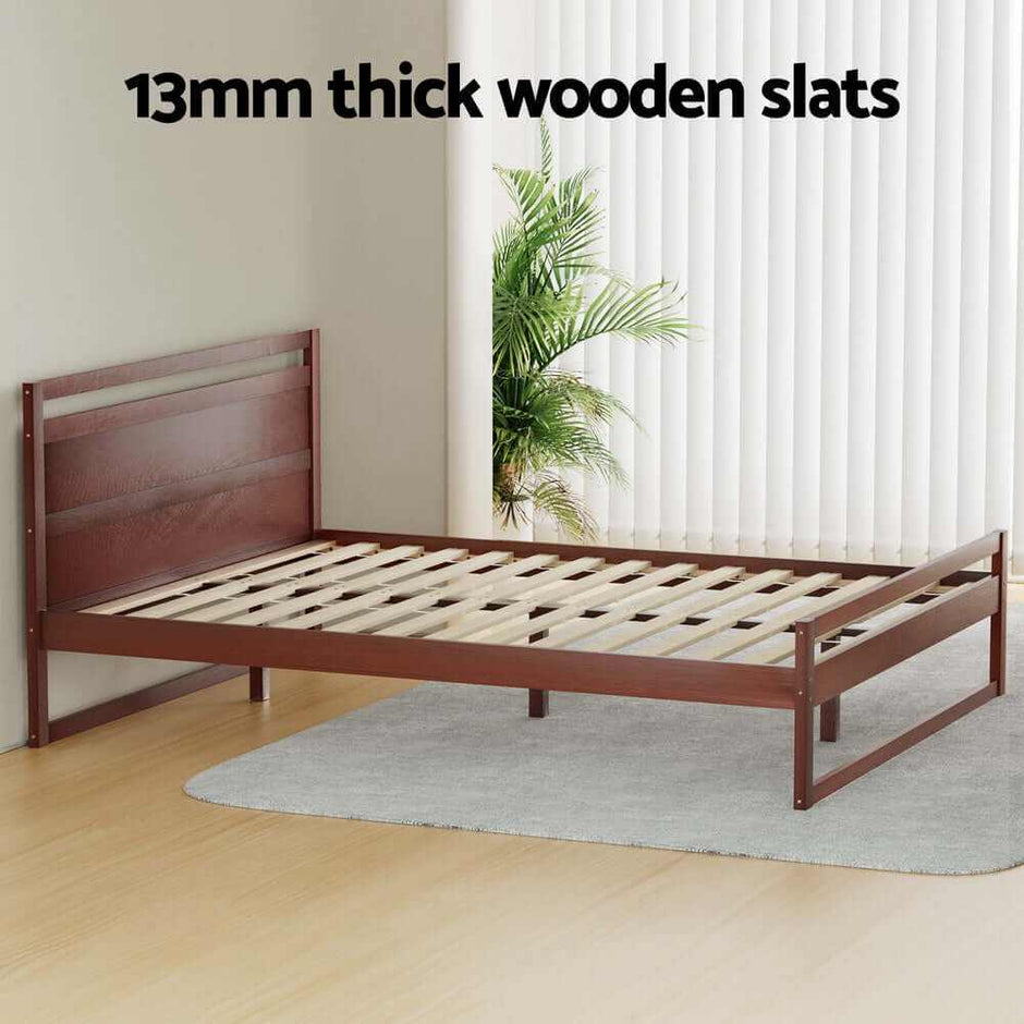 walnut bed frame double