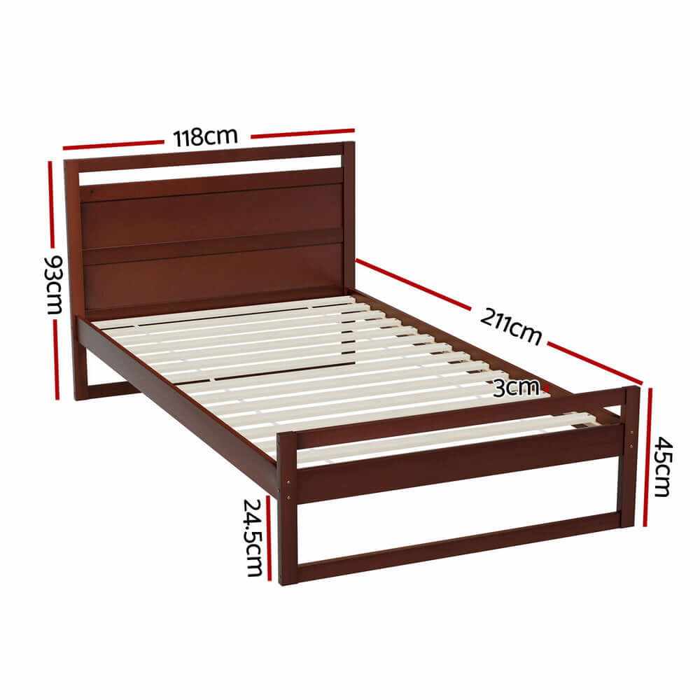 Artiss Wooden King Single Bed Frame - Walnut