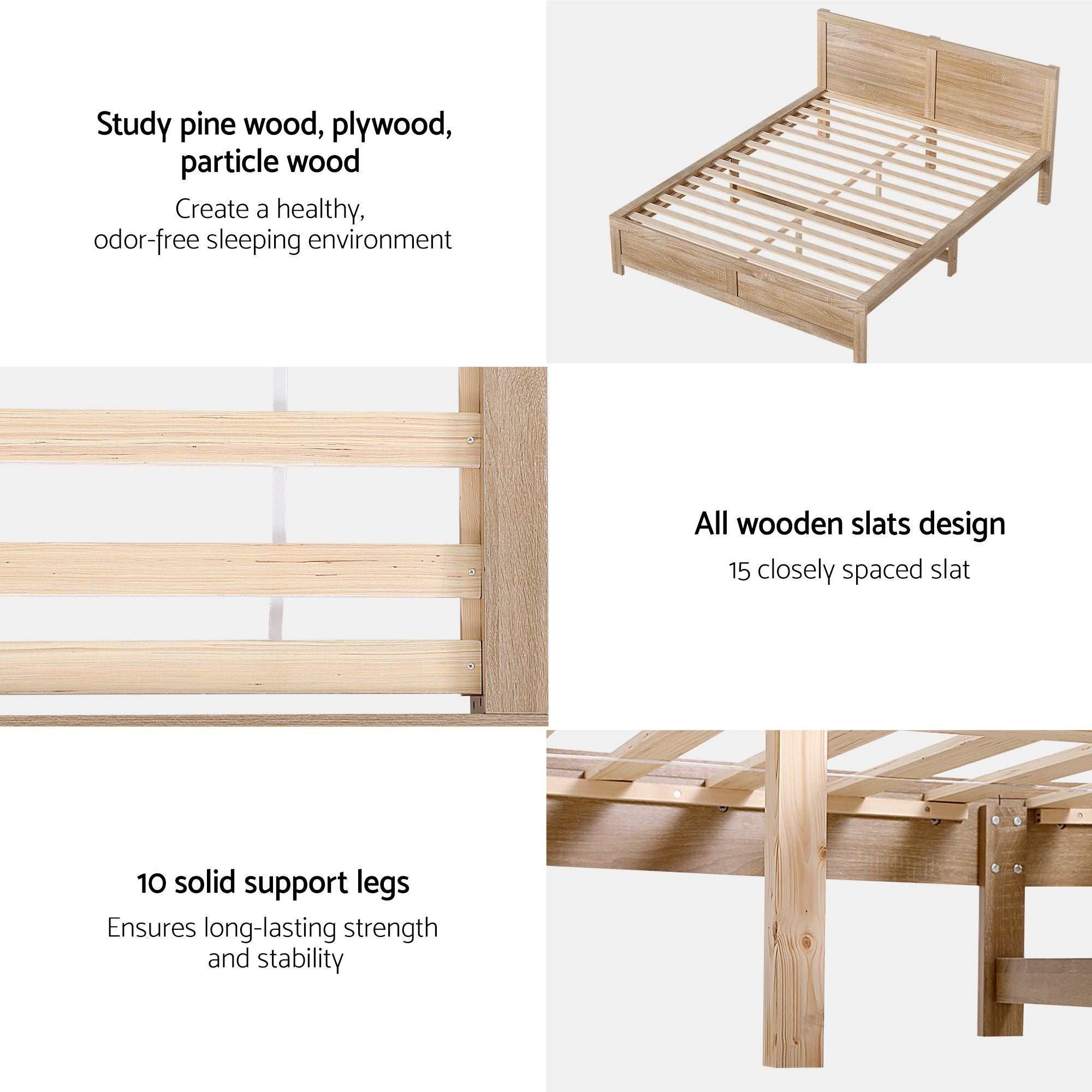RoomSense Double 34cm Medium Soft Gel Mattress Bundle, Oatmeal Bed Frame