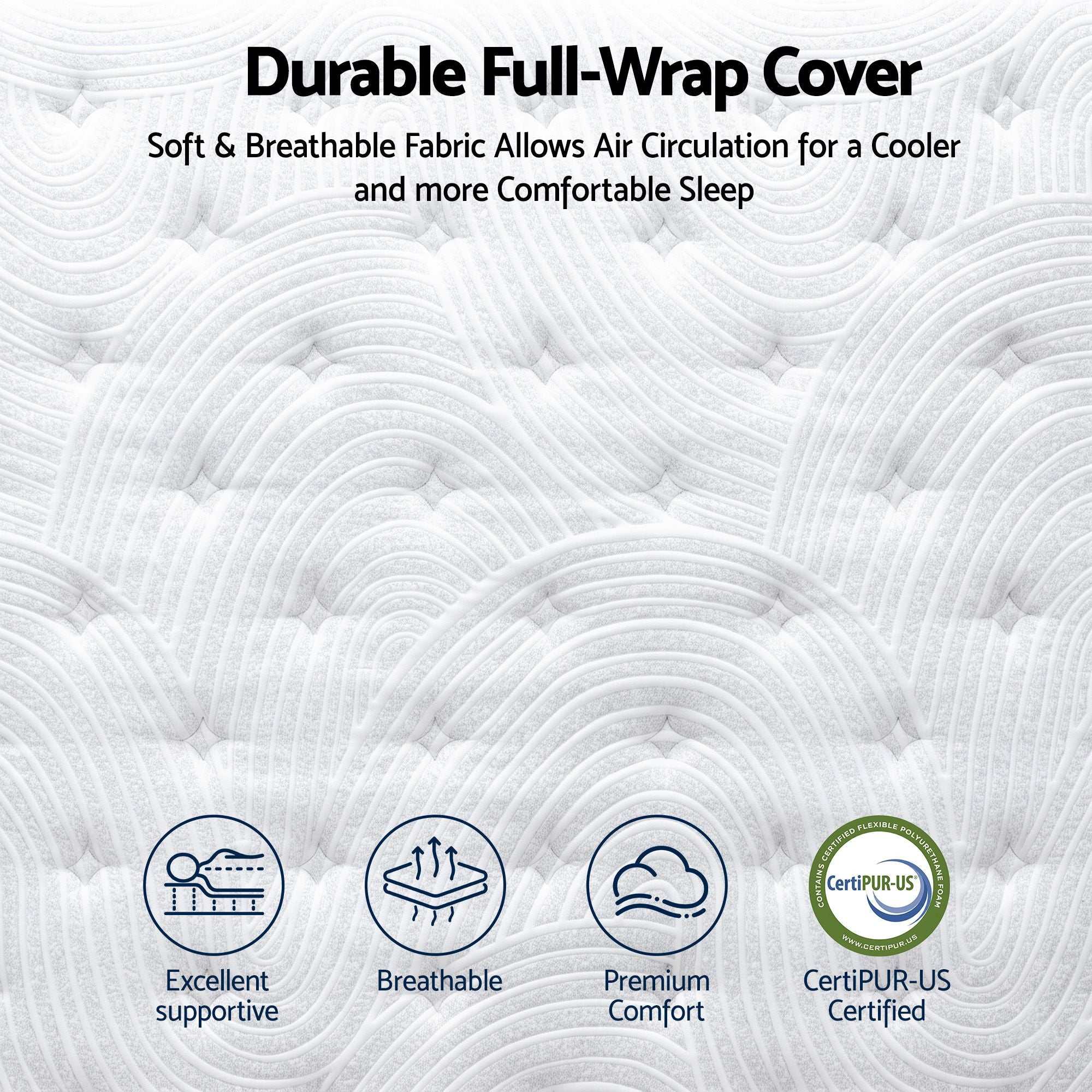 RoomSense Queen 34cm Medium Cooling Gel Mattress Bundle, Oatmeal Bed Frame