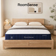 RoomSense Queen 26cm Firm Mattress Bundle with Oatmeal Wooden Bed Frame