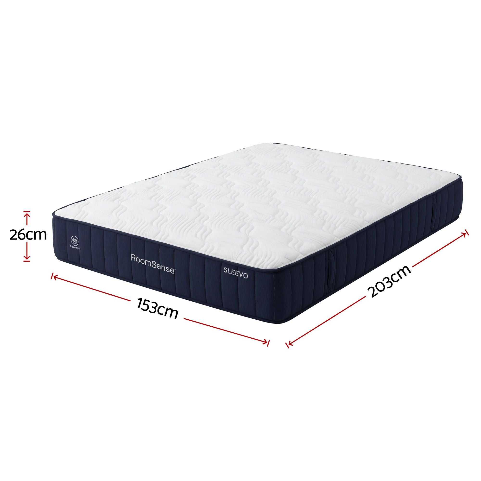 RoomSense Queen 26cm Firm Mattress Bundle with Oatmeal Wooden Bed Frame