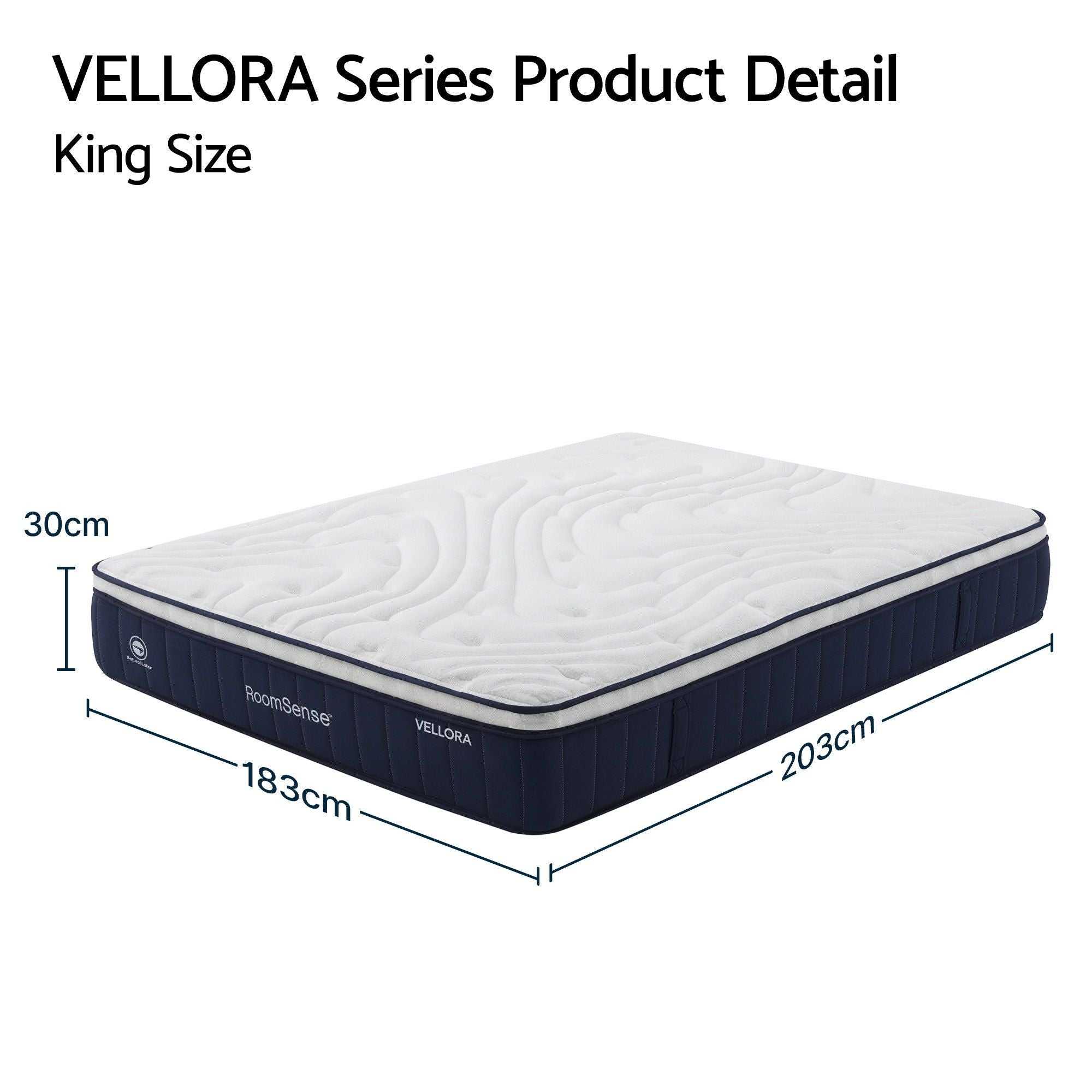 RoomSense King Mattress , 30cm Medium Firm Hybrid Mattress with Latex Lumbar Support for Back Pain Relief , Pocket Spring Mattress King Size in a Box