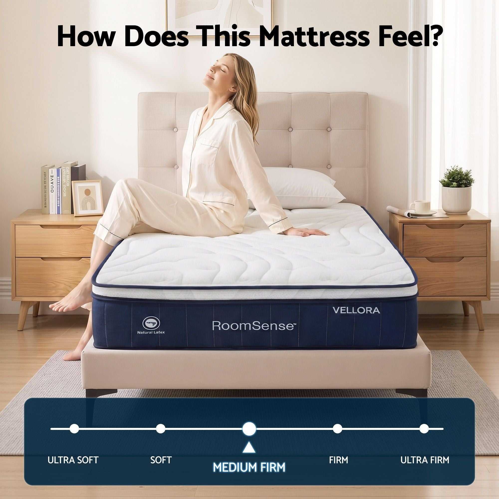 RoomSense King Mattress , 30cm Medium Firm Hybrid Mattress with Latex Lumbar Support for Back Pain Relief , Pocket Spring Mattress King Size in a Box