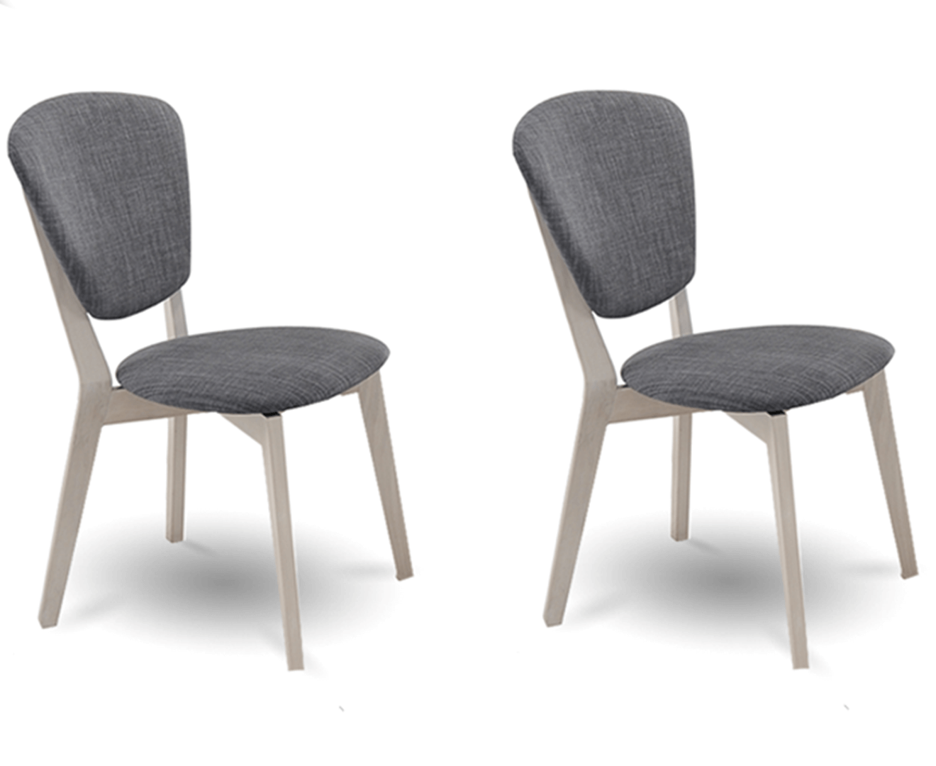 Mid Century Dining Chairs Set of 2 - White Wash