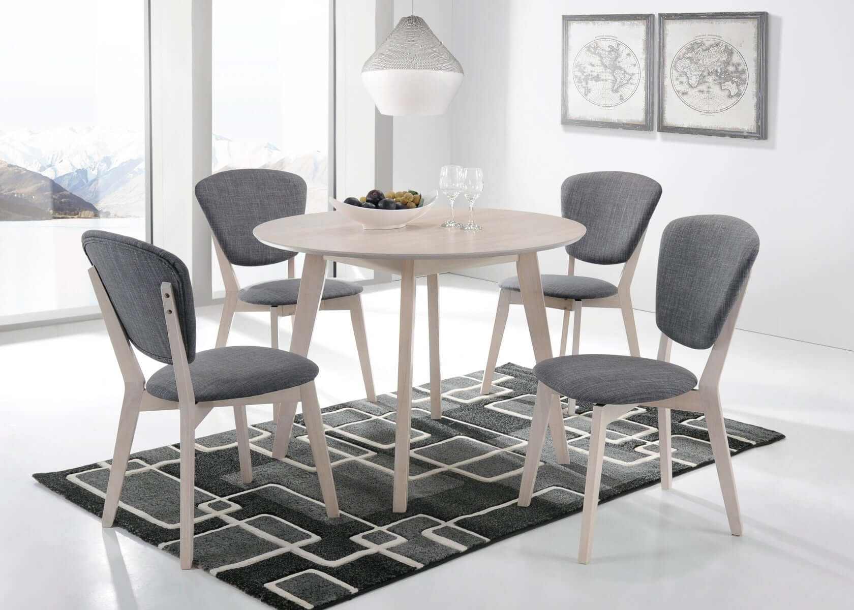 Mid Century Dining Chairs Set of 2 - White Wash