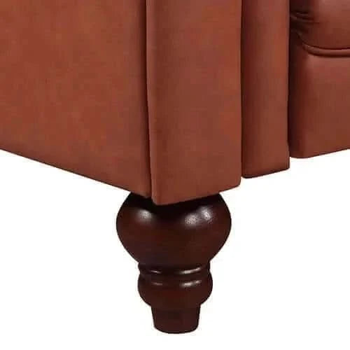 3+2 Seater Brown Sofa Lounge Chesterfield Style Button Tufted in Faux 