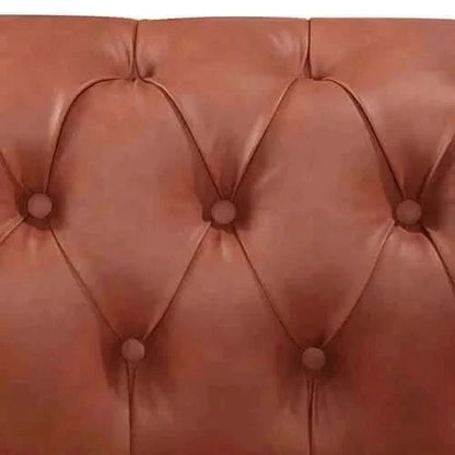 3+2 Seater Brown Sofa Lounge Chesterfield Style Button Tufted in Faux 