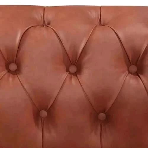 3+2 Seater Brown Sofa Lounge Chesterfield Style Button Tufted in Faux 