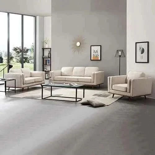 3+2 Seater Sofa Beige Fabric Lounge Set for Living Room Couch with Woo