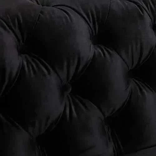 3+2 Seater Sofa Classic Button Tufted Lounge in Black Velvet Fabric wi