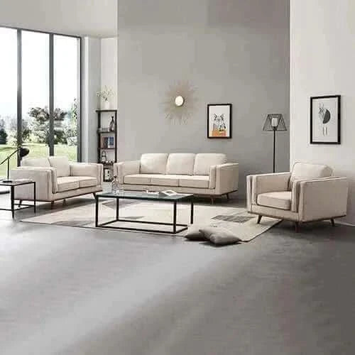 3+2+1 Seater Beige Fabric Living Room Couch Set