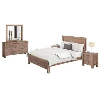 4 Pieces Bedroom Suite in Solid Wood Veneered Acacia Construction Timb