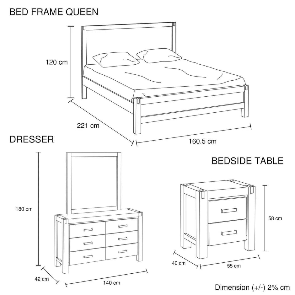 Solid Wood Queen Bed and Bedroom furniture