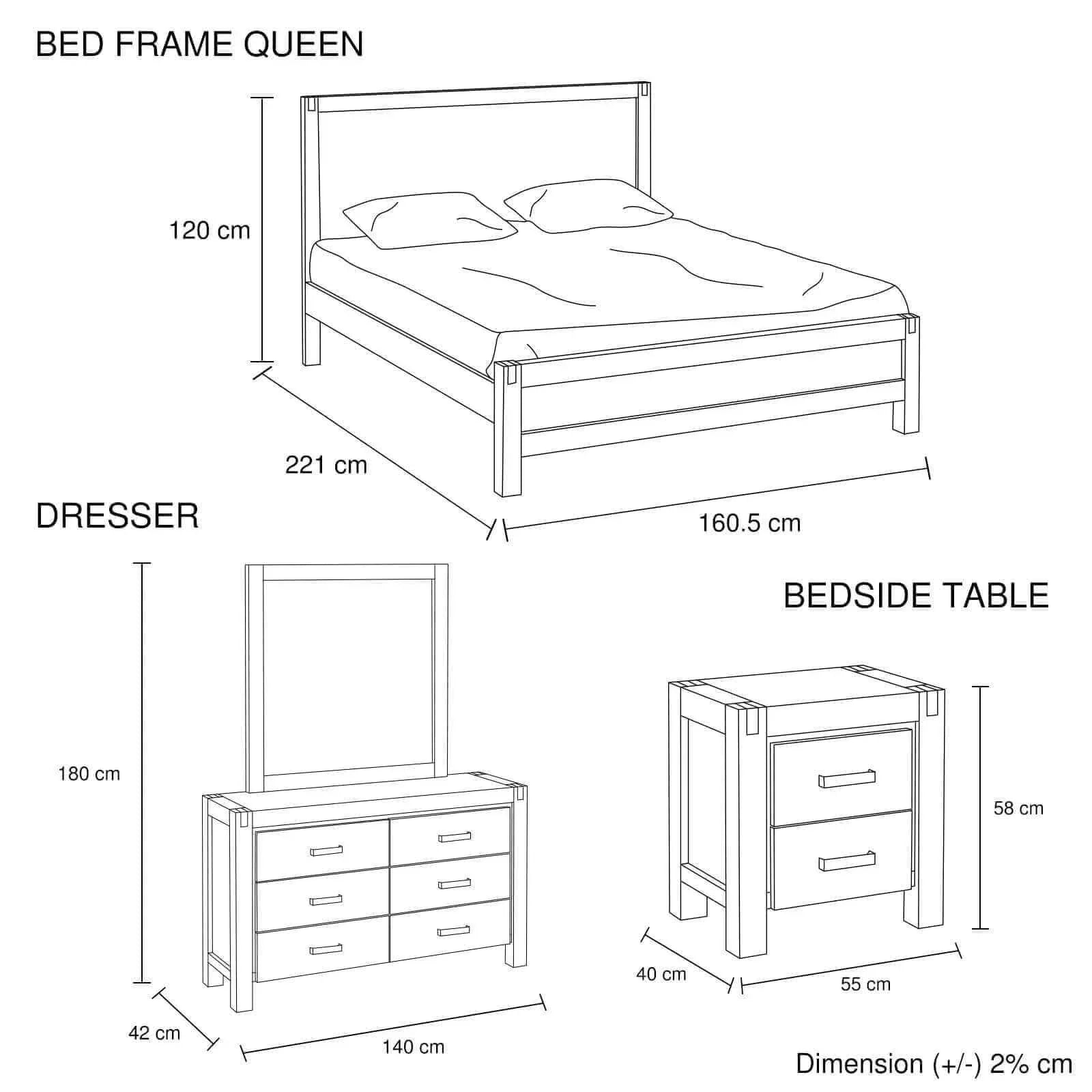 Solid Wood Queen Bed and Bedroom furniture