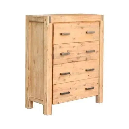 4 Pieces Bedroom Set Queen Size in Solid Wood Oak Colour