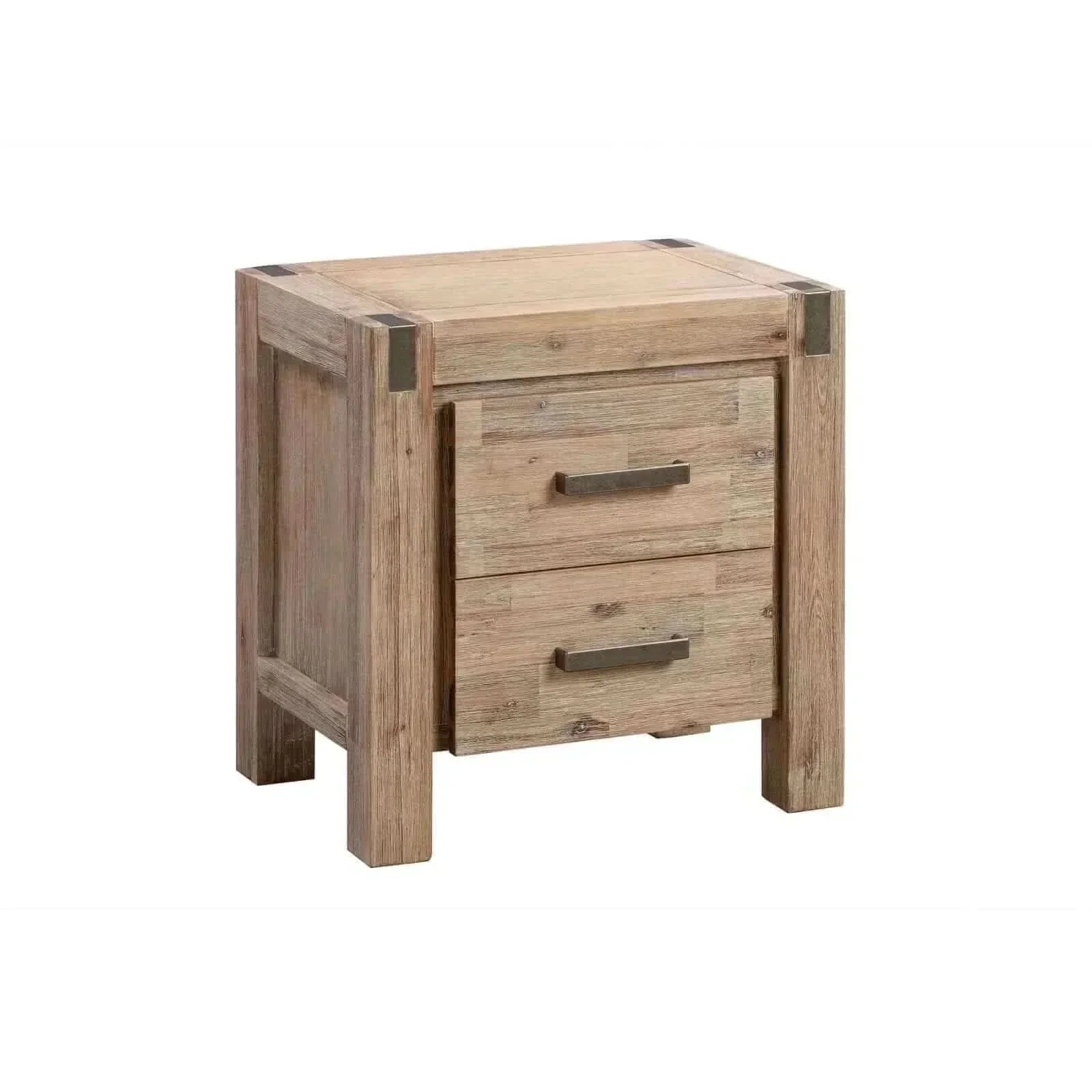 4 Pieces Solid Wood Queen Bed and Bedroom furniture - Oak Colour