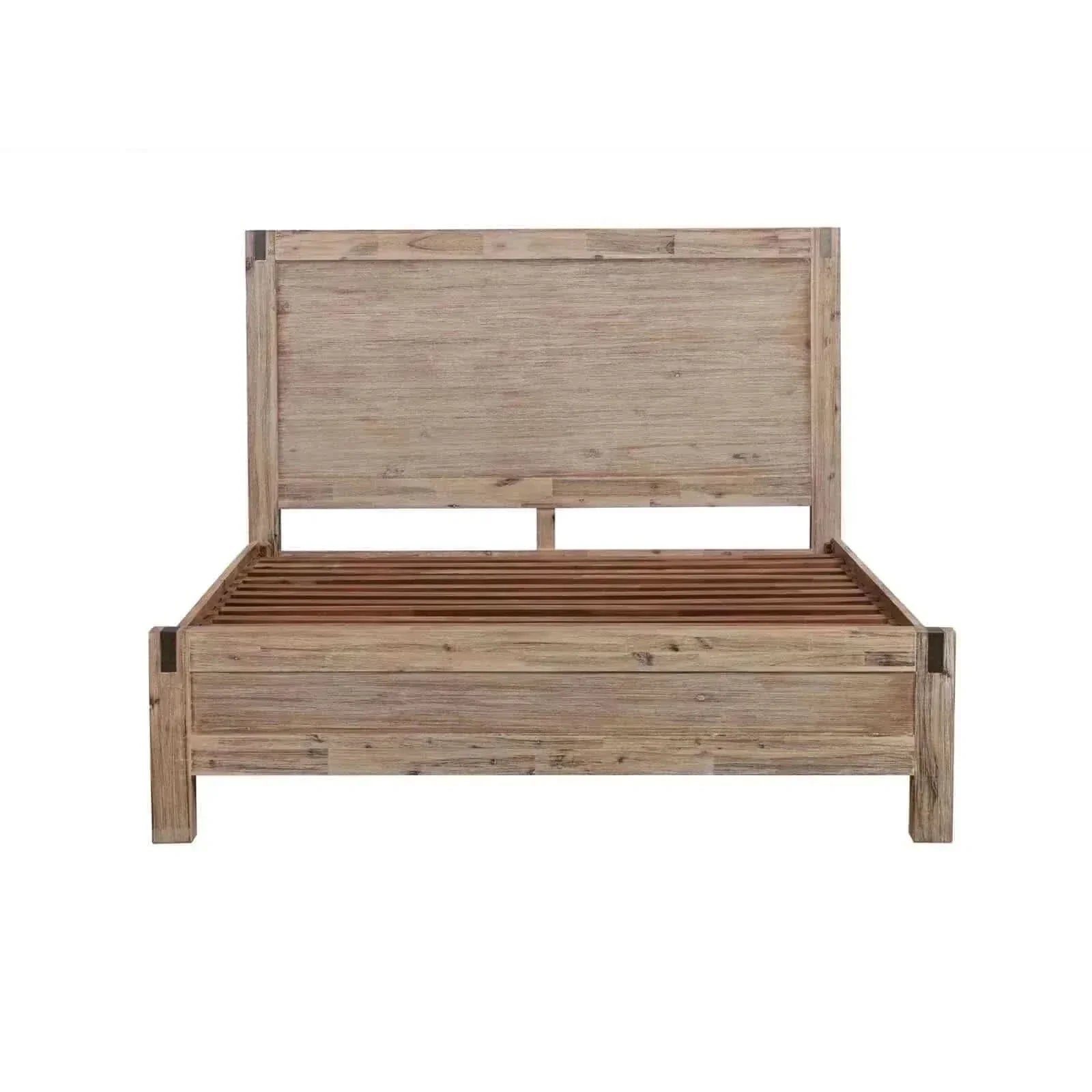 4 Pieces Solid Wood Queen Bed and Bedroom furniture - Oak Colour