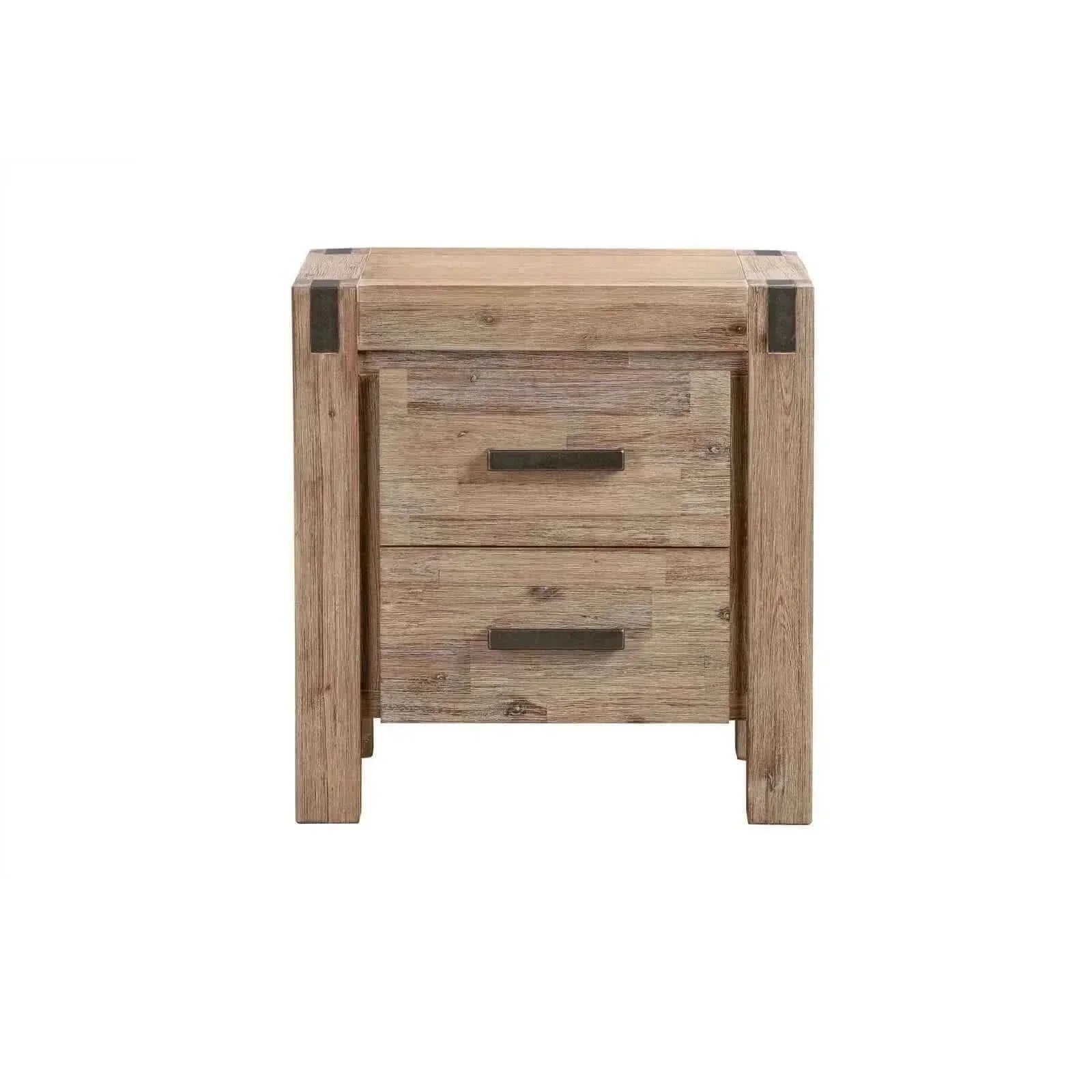 4 Pieces Solid Wood Queen Bed and Bedroom furniture - Oak Colour