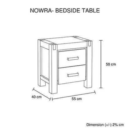 4 Pieces Bedroom Set Queen Size in Solid Wood Oak Colour