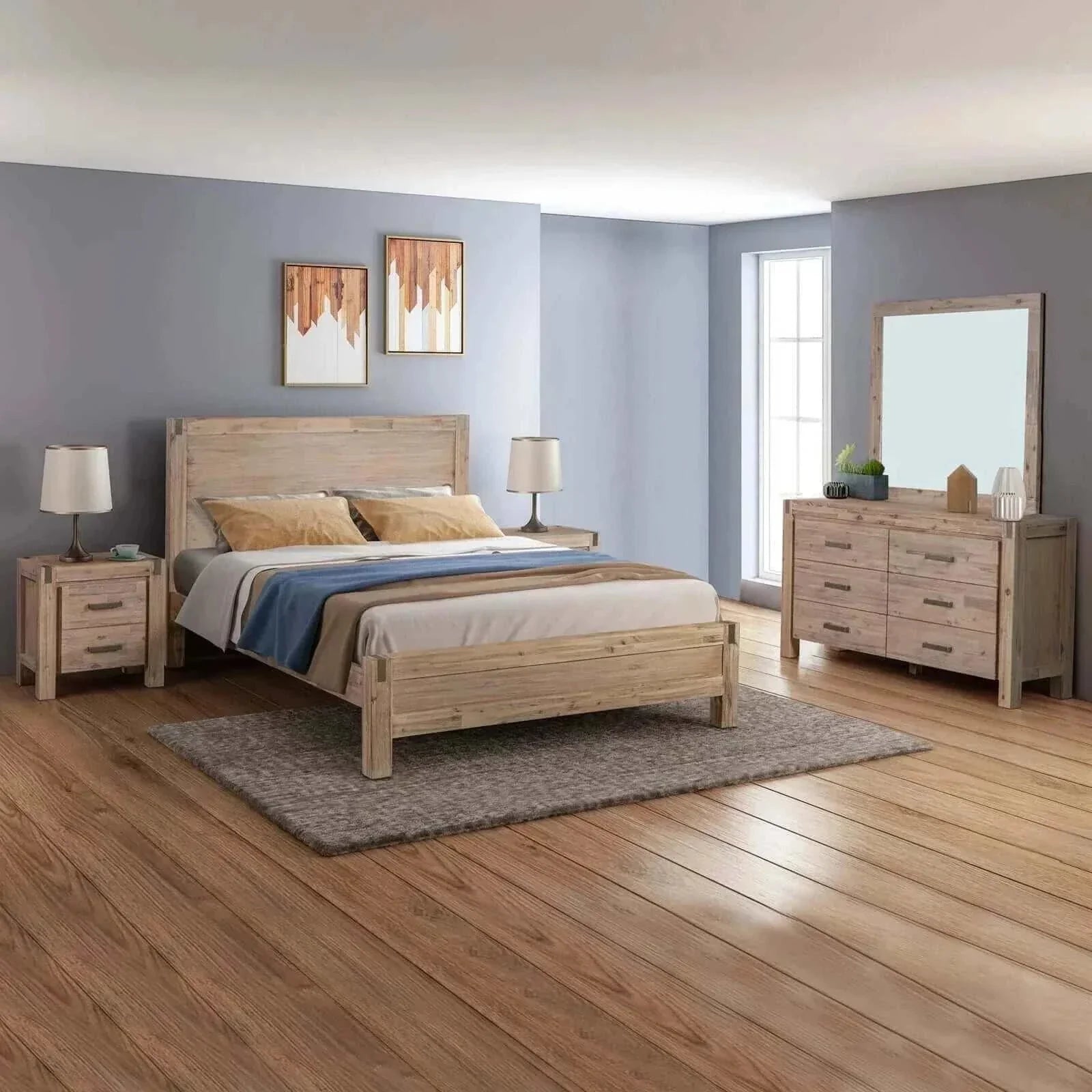 Solid Wood Queen Bed and Bedroom furniture