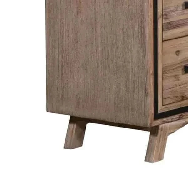 4 Pieces Bedroom Set King Size Silver Brush in Acacia Wood