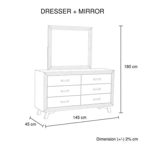 4 Pieces Bedroom Suite King Size Silver Brush in Acacia Wood Construct