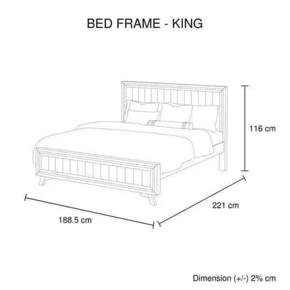 4 Pieces Bedroom Suite King Size Silver Brush in Acacia Wood Construct