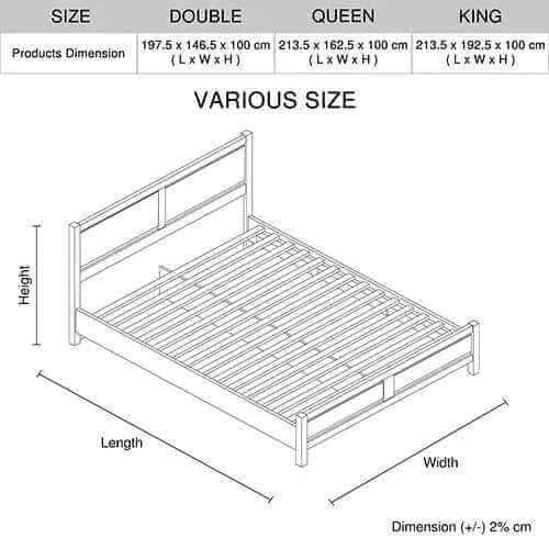 4 Pieces Double Bedroom Set Bed Bedside Table and Dresser - Oak