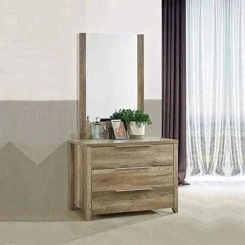 4 Pieces Bedroom Suite Natural Wood Like MDF Structure King Size Oak C